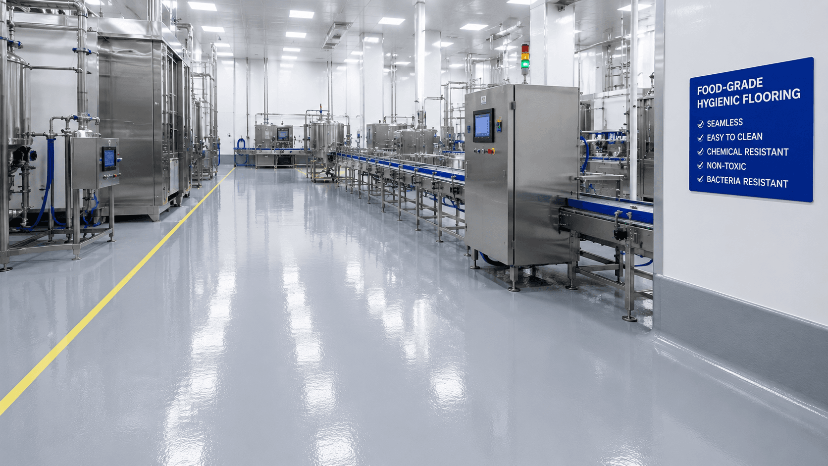 Certified ESD cleanroom flooring system for Food & Beverage Processing