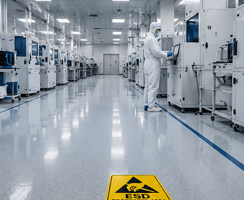 ESD anti-static flooring installation for Automotive Manufacturing Plant